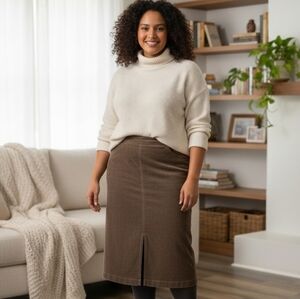 J.Jill Corduroy Pencil Skirt 14 Mid-Rise Front Slit